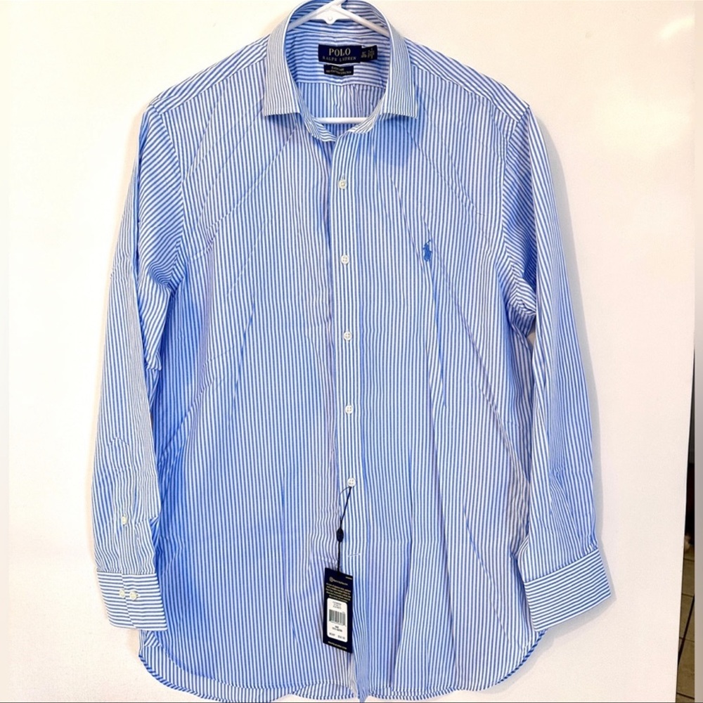 🥷🏿🥷🏿🥷🏿POLO RALPH LAUREN MEN’S LONG SLEEVE BUTTON-UP BLUE/WHITE STRIPS